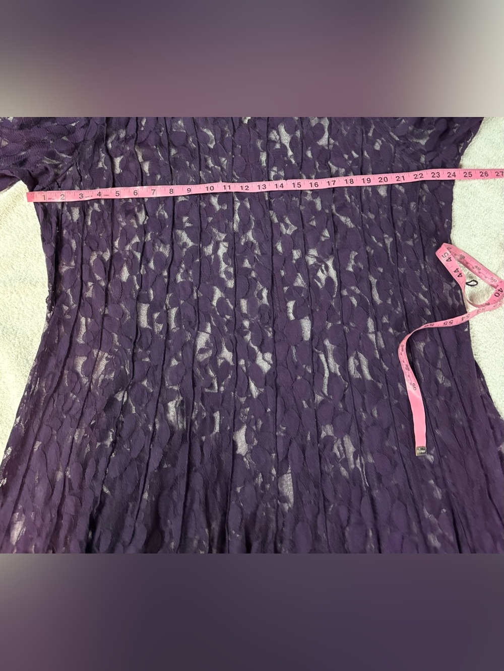 MSK Purple Lace Fit & Flare Dress with Satin Waist Tie - Picture 6 of 7